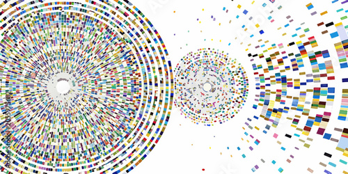 Foto Pixelated circle dispersion pattern on a white background
