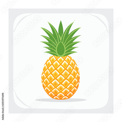 Flat design pineapple with green leaves