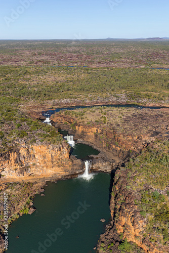 Aerial view of the Mitchell Plataeu and the Mitchell River Falls as in the Michell River National Park.