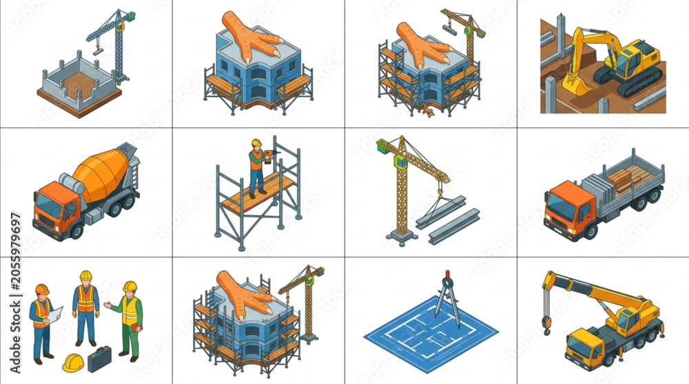 Obraz premium Construction Equipment and Heavy Machinery Setup.