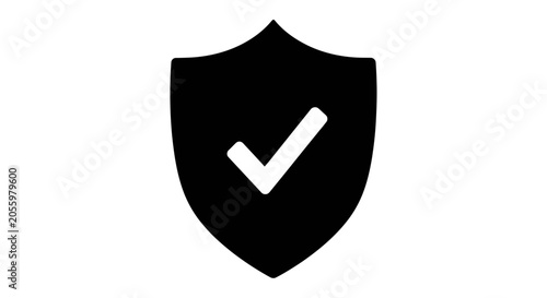 Schilderij op canvas Shield icon featuring a central checkmark symbol represents digital security, verified account status, and robust protection protocols for modern business infrastructure