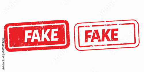 Φωτογραφία Fake Rubber Stamp Vector Red Ink On White Background