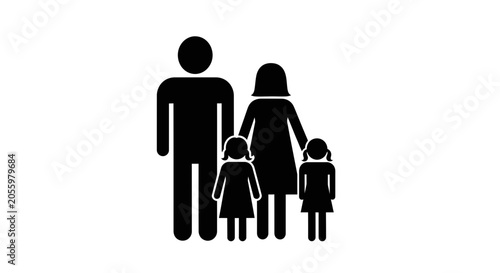 Tableau sur toile Family unit silhouette representing the core values of companionship, love, and the foundational structure of human relationships in society