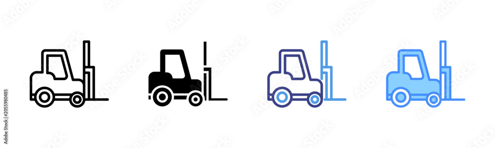 Naklejka premium Forklift Icon Set Multiple Style Collection