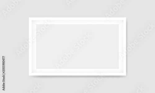 Rectangular wall picture ot photo frame mockup isolated on light background. Banner or poster template, decorative design element. Realistic vector illustration.