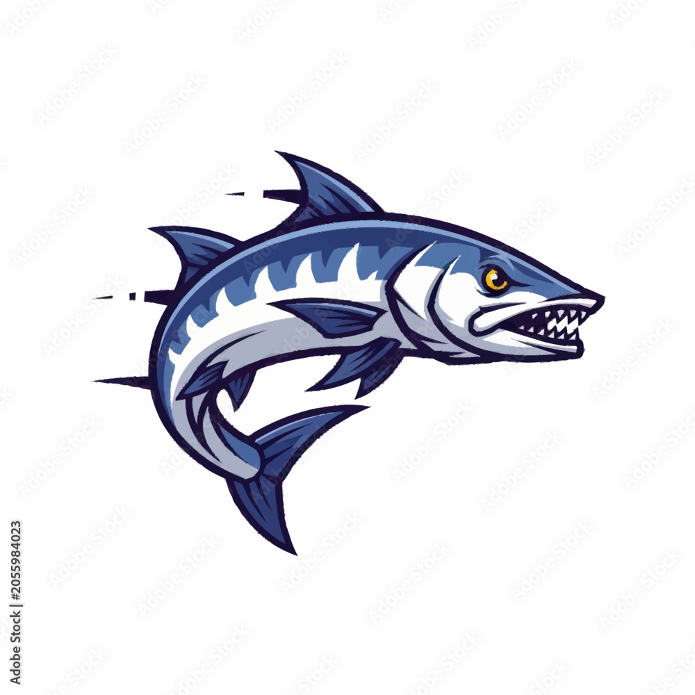 Fototapeta premium Aggressive Barracuda Fish Illustration.