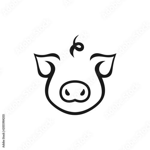 simple pig head icon logo isolated on white background