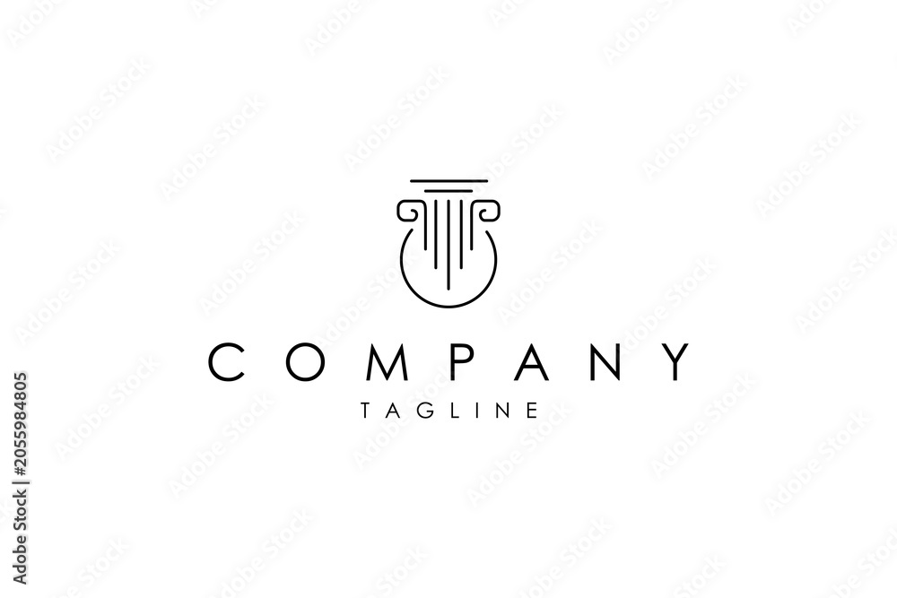 Naklejka premium Vector logo in which abstract image of greek column with linear design