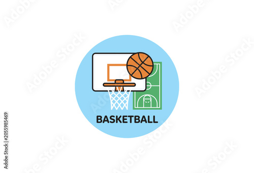 Basketball, sports icon, athletic logo, vector illustration, sports equipment
