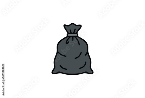 Trash bag, garbage sack, waste bag, black icon
