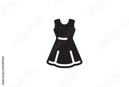 Black dress icon, fashion symbol, clothing illustration, vector silhouette