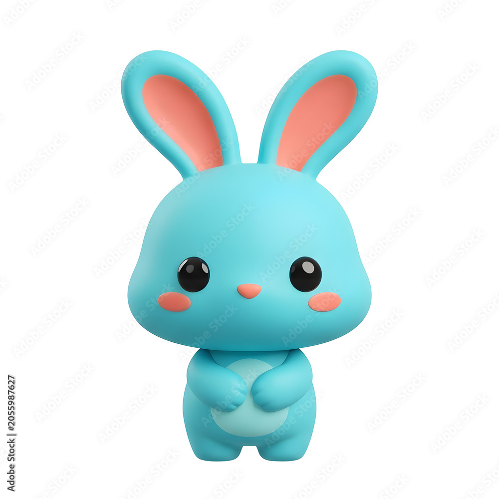 Obraz premium Cute blue bunny 3D render