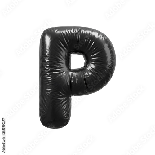 Trash bag letter P - Capital polyethylene bin liner font isolated on white background. Perfect alphabet for creative illustrations related to Ecology, recycling, garbage...
