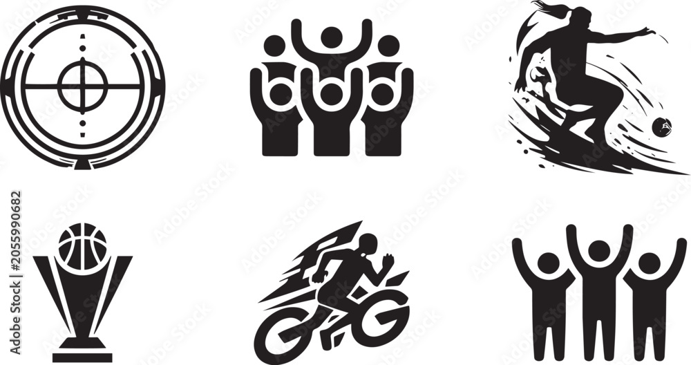 Fototapeta premium Sports Championship and Fan Celebration Icons Set
