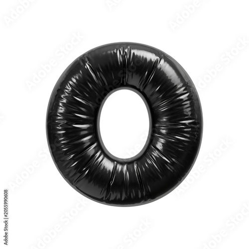 Trash bag letter O - Capital polyethylene bin liner font isolated on white background. Perfect alphabet for creative illustrations related to Ecology, recycling, garbage...