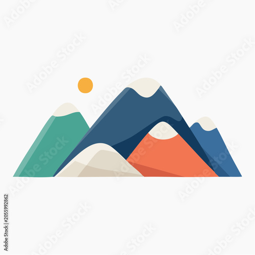 Stylized Mountain Range with Sun
