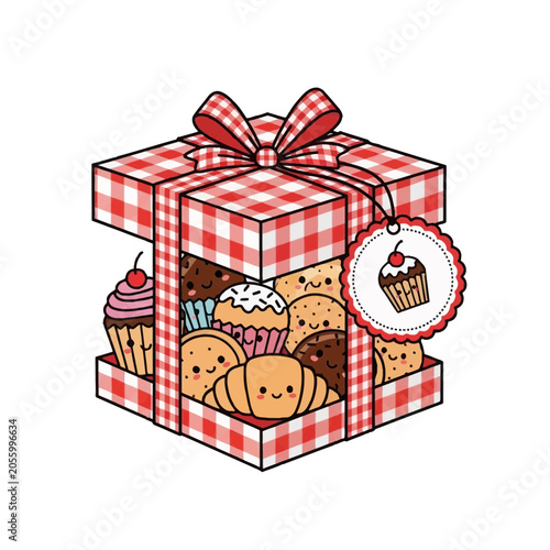 Canvas Print Assorted cupcakes in gift box.