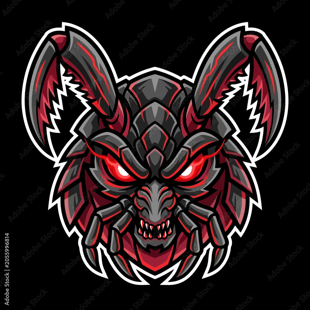 Fototapeta premium Robotic Bat Creature Head Closeup.