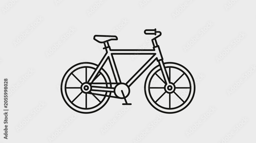 Fototapeta premium Simple bicycle icon, minimalist vector design, outline style with clean geometric lines.