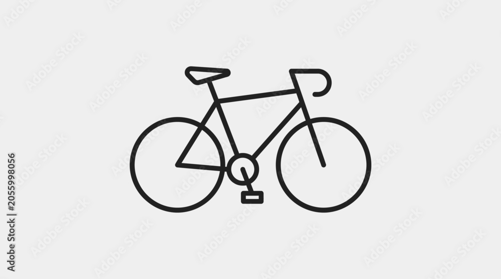 Fototapeta premium Simple bicycle icon, minimalist vector design, outline style with clean geometric lines.