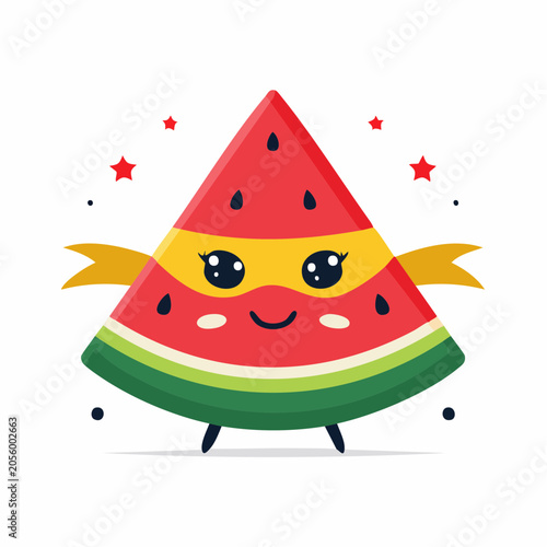 Cute Watermelon Superhero Character