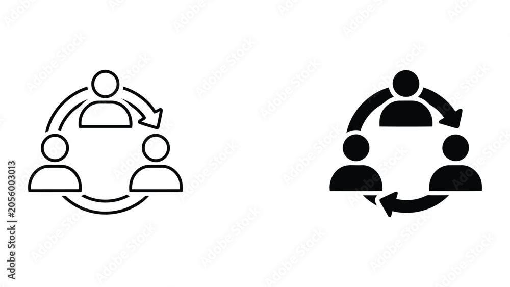 Fototapeta premium Professional team synergy and collaborative workflow cycle icons for business meetings and organizational development