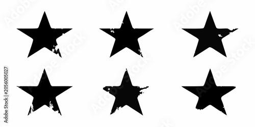 Foto Grunge star shapes black silhouettes on a white background