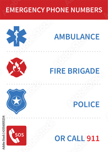 set of vector emergency icons isolated on white background