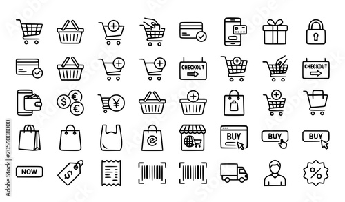 Canvas Print Online shopping cart icon set with e-commerce retail symbols