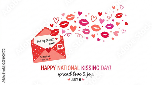 Fotografija National kissing day greeting card with hearts