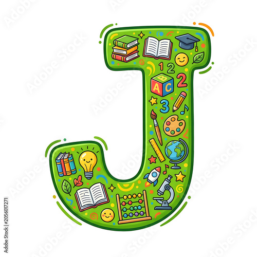 Playful Educational Letter J PNG