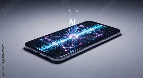 Artificial Intelligence Concept Displayed on a Modern Smartphone Screen with a Glowing Digital Network