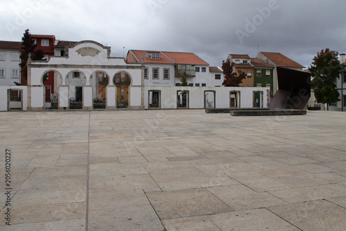 Photography old stone arcade in bragança in portugal