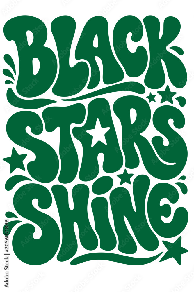 Obraz premium Green black stars shine text with stars typography