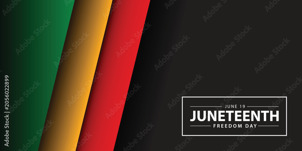 Fototapeta premium Juneteenth Square Banner with Pan African Flag Text on Orange Background. Juneteenth Freedom Day Typography Banner Vector. Good for Social Media Post