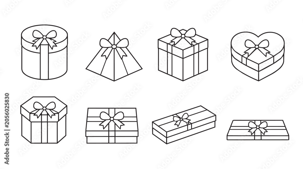 Obraz premium Set of various gift box icons with ribbons and bows