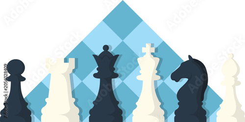 Quadro su tela Chess Pieces Illustration for Chess Board Game. Vector Isolated