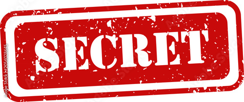 Distressed red rubber stamp reads 'secret' isolated on white background confidentiality concept