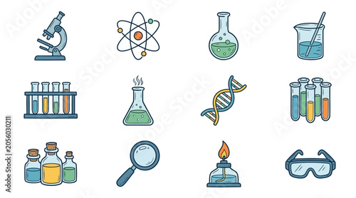 Laboratory equipment and science tools.