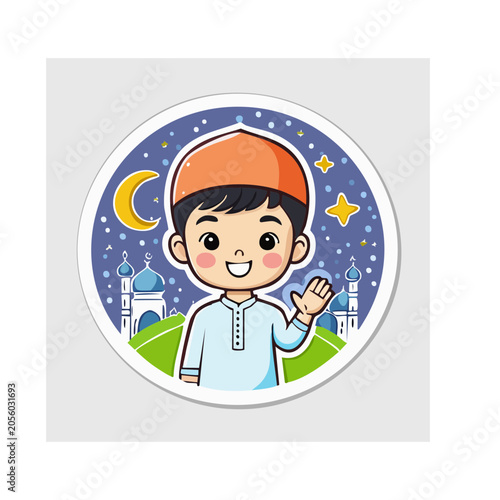 Cartoon astronaut in space with planets and stars