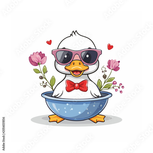 Cute cartoon owl in flowerpot illustration
