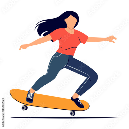 Flat design vector of skateboarder in action