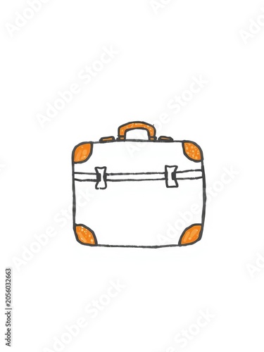 A simple hand-drawn doodle of a suitcase isolated on a white background, ||bag, bagage