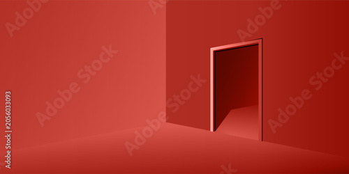 a little light in the red room with the door open