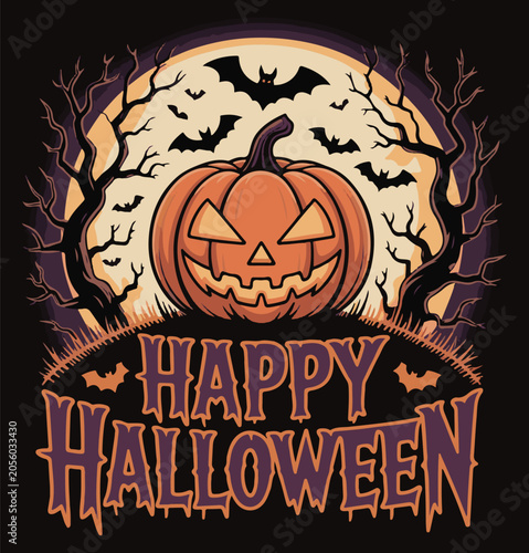 Happy Halloween T shirt design illustrator vector .