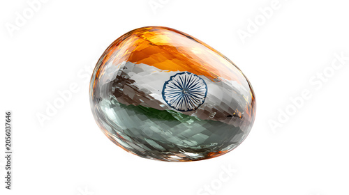 Crystal egg with Indian flag colors isolated on transparent background