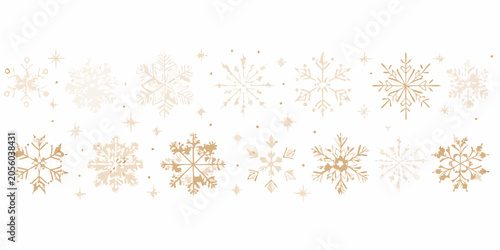 Фотография Golden Snowflake Pattern On White Background Winter Holiday Ornamentation