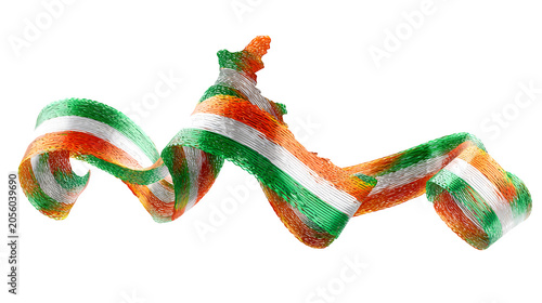 India map shape with tricolor ribbon isolated on transparent background