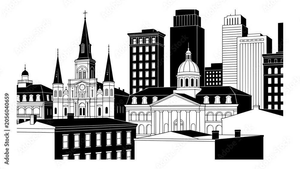 Obraz premium St. Charles Avenue, New Orleans, USA Vector