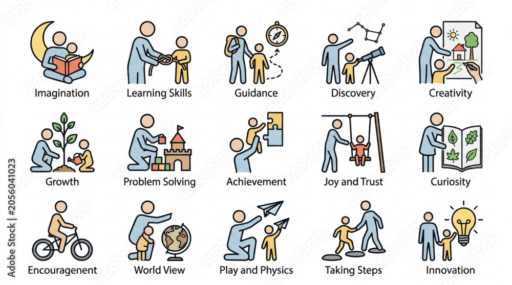 Fototapeta premium Illustrations of Educational and Developmental Concepts for Children